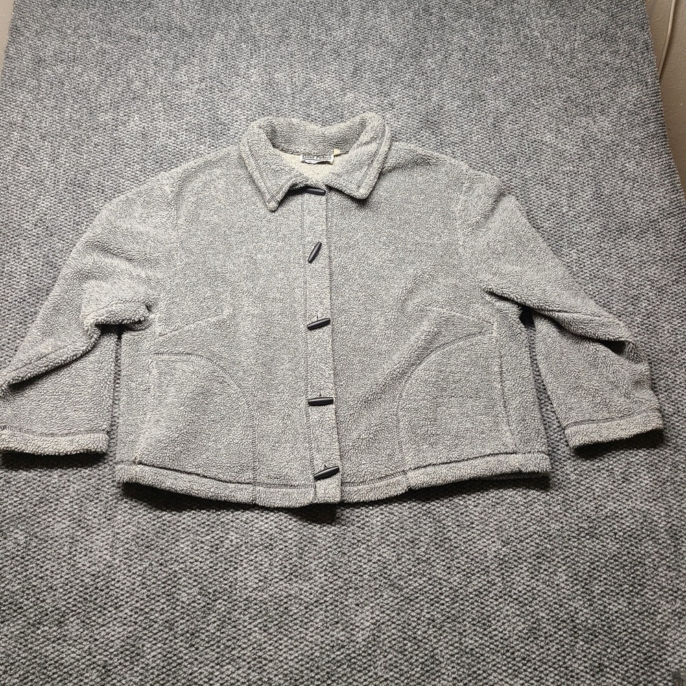 Vtg Gina Peters Women's Size 2x Grey Sherpa  Toggled Winter Coat Jacket USA Made